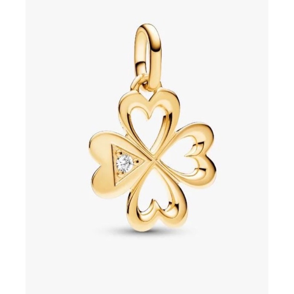 NEW Pandora ME Heart Four Leaf Clover 14K Gold Lucky Medallion Dangle Charm